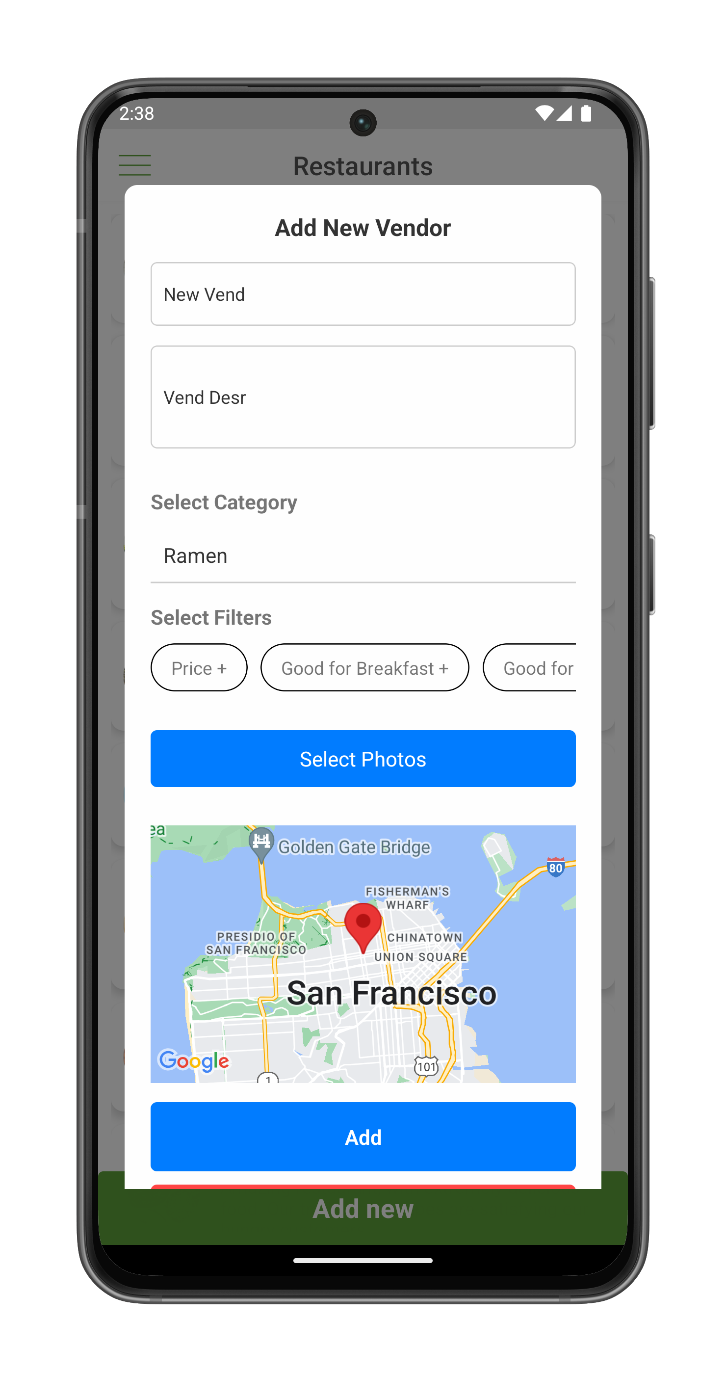 Screenshot of the app
