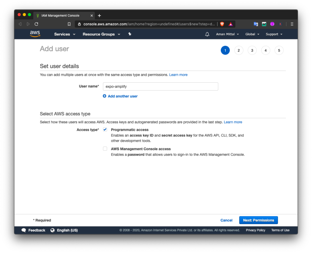 aws user creation