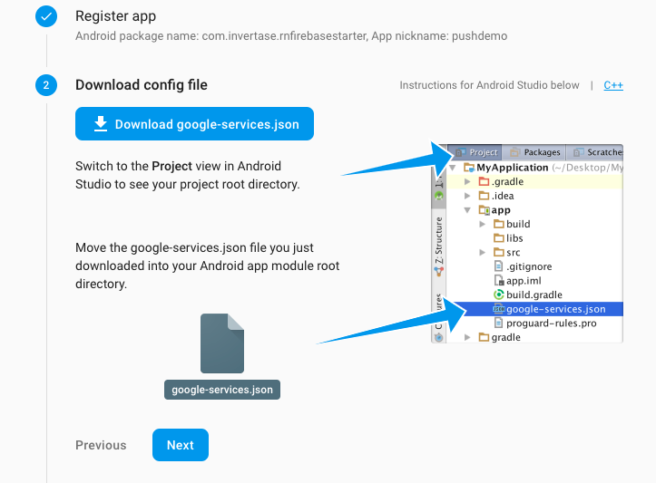 firebase console react native