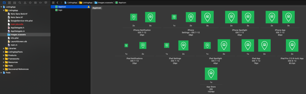 react native app icon ios