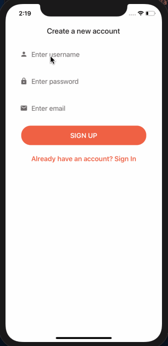 sign up demo